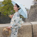 【utatane 高級変わり織 浴衣3点セット 先染めベージュ風 グレイッシュブルーの菊づくし】フリーサイズ 浴衣セット(ゆかた・帯・下駄)ここでしか買えない昭...