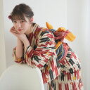 【utatane 綿麻 高級変わり織 浴衣3点セット 先染めベージュ 赤黒レトロ矢絣】特選・麻混 ワンランク上のデパート品質 コットン&麻 フリーサイズ 浴衣セ...