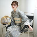 【20%OFF】【 utatane×注染工房 注染 浴衣3点セット ( ゆかた・帯・下駄 ) 赤坂紬 上品グレーの露芝蛍 】 浴衣 セット 特選シリーズ 注染浴...