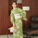 【20%OFF】【utatane×注染工房 日本製小幅生地使用 浴衣3点セット 等間しじら 草色に露芝小菊】特選シリーズ 注染 本染め にじみ 手染め ぼかし ...