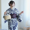 【20%OFF】浴衣 セット 【 utatane×注染工房 注染 浴衣3点セット ( ゆかた・帯・下駄 ) 等間しじら 紺の万華鏡 】 ゆかた 帯 下駄 セット...