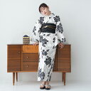 【utatane 高級変わり織 浴衣3点セット 白地に墨黒の露芝ぼたん】ここでしか買えない昭和初期アンティーク復刻版 フリーサイズ 浴衣セット(ゆかた・帯・下駄...