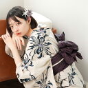 【utatane 高級変わり織 浴衣3点セット かすれベージュに乱菊】ここでしか買えない昭和初期アンティーク復刻版 フリーサイズ 浴衣セット(ゆかた・帯・下駄)...