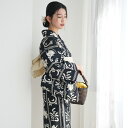 【20%OFF】【utatane×注染工房 日本製小幅生地使用 浴衣3点セット 斧琴菊(よきこときく)ブラック】特選シリーズ 注染 本染め にじみ 手染め ぼか...