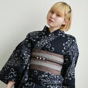 【20%OFF】【utatane×注染工房 日本製小幅生地使用 浴衣3点セット 赤坂紬 黒地に古典乱菊】特選シリーズ 注染 本染め にじみ 手染め ぼかし フリ...