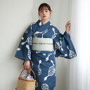 【20%OFF】【utatane×注染工房 日本製小幅生地使用 浴衣3点セット 赤坂紬 青藍にきなりの小菊瓢箪】特選シリーズ 注染 本染め にじみ 手染め ぼか...