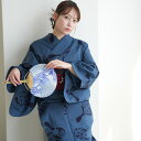 【20%OFF】【utatane×注染工房 日本製小幅生地使用 浴衣3点セット 赤坂紬 青藍に小菊瓢箪】特選シリーズ 注染 本染め にじみ 手染め ぼかし フリーサイズ 浴衣セット(ゆかた・帯・下駄)ですぐお出かけ 日本製 国産 手縫い併用国内縫製 奈良の職人さんの手染め
