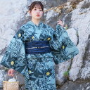 【utatane 高級変わり織 浴衣3点セット ブルーと鉄紺の桔梗影絵】ここでしか買えない昭和初期アンティーク復刻版 フリーサイズ 浴衣セット(ゆかた・帯・下駄...