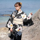 【utatane 高級変わり織 浴衣3点セット ブラックに松皮菱取と桔梗】ここでしか買えない昭和初期アンティーク復刻版 フリーサイズ 浴衣セット(ゆかた・帯・下...