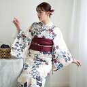【utatane 高級変わり織 浴衣3点セット きなりにえんじとからしの花輪】ここでしか買えない昭和初期アンティーク復刻版 フリーサイズ 浴衣セット(ゆかた・帯...