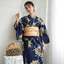 【ニコアンティーク 高級変わり織 浴衣3点セット 紺地にアンティークローケツ柄】みんなと違う浴衣を着よう!個性派きものブランドNicoAntiqueの2025年新作 フリーサイズ 浴衣セット(ゆかた・帯・下駄)ですぐお出かけ レトロ 国産生地 国内染色