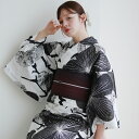 【誉田屋源兵衛 日本製小幅生地使用 浴衣3点セット 桜花抄 白/チャコール銀】綿75%麻25% 綿麻 麻混 特選 フリーサイズ 浴衣セット(ゆかた・帯・下駄)ですぐお出かけ 日本製 国産 手縫い併用国内縫製