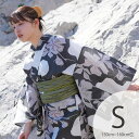 【30%OFF】【utatane 高級変わり織 浴衣3点セット 白地に墨色の花切り絵】ここでしか買えない昭和初期アンティーク復刻版 プチサイズ(150-160c...