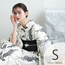 【utatane 高級変わり織 浴衣3点セット 白地に黒のしだれ藤と縞絞り柄】ここでしか買えない昭和初期アンティーク復刻版 プチサイズ(150-160cm)Sサ...