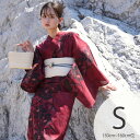 【utatane 高級変わり織 浴衣3点セット ガーネットに牡丹の絞り柄】ここでしか買えない昭和初期アンティーク復刻版 プチサイズ(150-160cm)Sサイズ 浴衣セット(ゆかた・帯・下駄)うたたね 上質 国産生地 国内染色 低身長コーデ