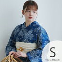 【utatane 高級変わり織 浴衣3点セット 青藍に重なる古典菊】ここでしか買えない昭和初期アンティーク復刻版 プチサイズ(150-160cm)Sサイズ 浴衣...
