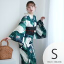 【utatane 高級変わり織 浴衣3点セット かすれグリーンに扇面】ここでしか買えない昭和初期アンティーク復刻版 プチサイズ(150-160cm)Sサイズ 浴...