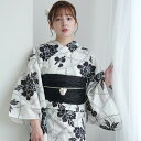 【utatane セパレート高級変わり織 二部式浴衣3点セット 白地に墨黒の露芝ぼたん】ここでしか買えない昭和初期アンティーク復刻版 フリーサイズ 浴衣セット(...