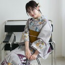 【17%OFF】【utatane セパレート高級変わり織 二部式浴衣3点セット グレーに露芝紋の古典花】ここでしか買えない昭和初期アンティーク復刻版 フリーサイズ 浴衣セット(ゆかた上下・帯・下駄)ですぐお出かけ 古典レトロ うたたね 国産生地 国内染色 上質