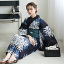 【17%OFF】【utatane セパレート高級変わり織 二部式浴衣3点セット ネイビーに乱菊重ね】ここでしか買えない昭和初期アンティーク復刻版 フリーサイズ 浴衣セット(ゆかた上下・帯・下駄)ですぐお出かけ 古典レトロ うたたね 国産生地 国内染色 上質