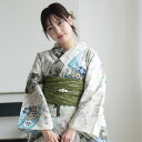 【utatane セパレート高級変わり織 二部式浴衣3点セット ラムネ色の扇面と儚い花】ここでしか買えない昭和初期アンティーク復刻版 フリーサイズ 浴衣セット(ゆかた上下・帯・下駄)ですぐお出かけ 古典レトロ うたたね 国産生地 国内染色 上質