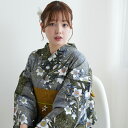 【utatane セパレート高級変わり織 二部式浴衣3点セット 深緑と薄青の砂よろけに桔梗】ここでしか買えない昭和初期アンティーク復刻版 フリーサイズ 浴衣セッ...