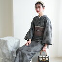 【ニコアンティーク 播州織 デニム・フラワー】着物 洗える着物 単衣 レトロ レディース 単品 ファブリック着物 グレー 花柄 ひまわり 街着 ひとえ カジュアル 女性 モダン 個性的 モダン 和服 日本製 国産