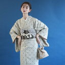 洗える着物 単品 Mサイズ/Lサイズ（適応身長 約152cm-163cm） 袷 単品 ポリエステル 幾何学 レディース 仕立て上がり ベージュ 女性 ladies 着物 袷着物 しろつるばみのアラベスク小紋 きもの単品 街着 袷着物 秋冬 カジュアル着物 着付け お稽古 Mサイズ Lサイズ