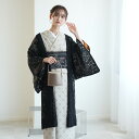 【薄羽織 ニコアンティーク モダンジオ・ブルーム ブラック】長羽織 羽織 着物 レディース 幾何学 花柄 日本製 国産生地 塵除け フリーサイズ 透け感 シース...