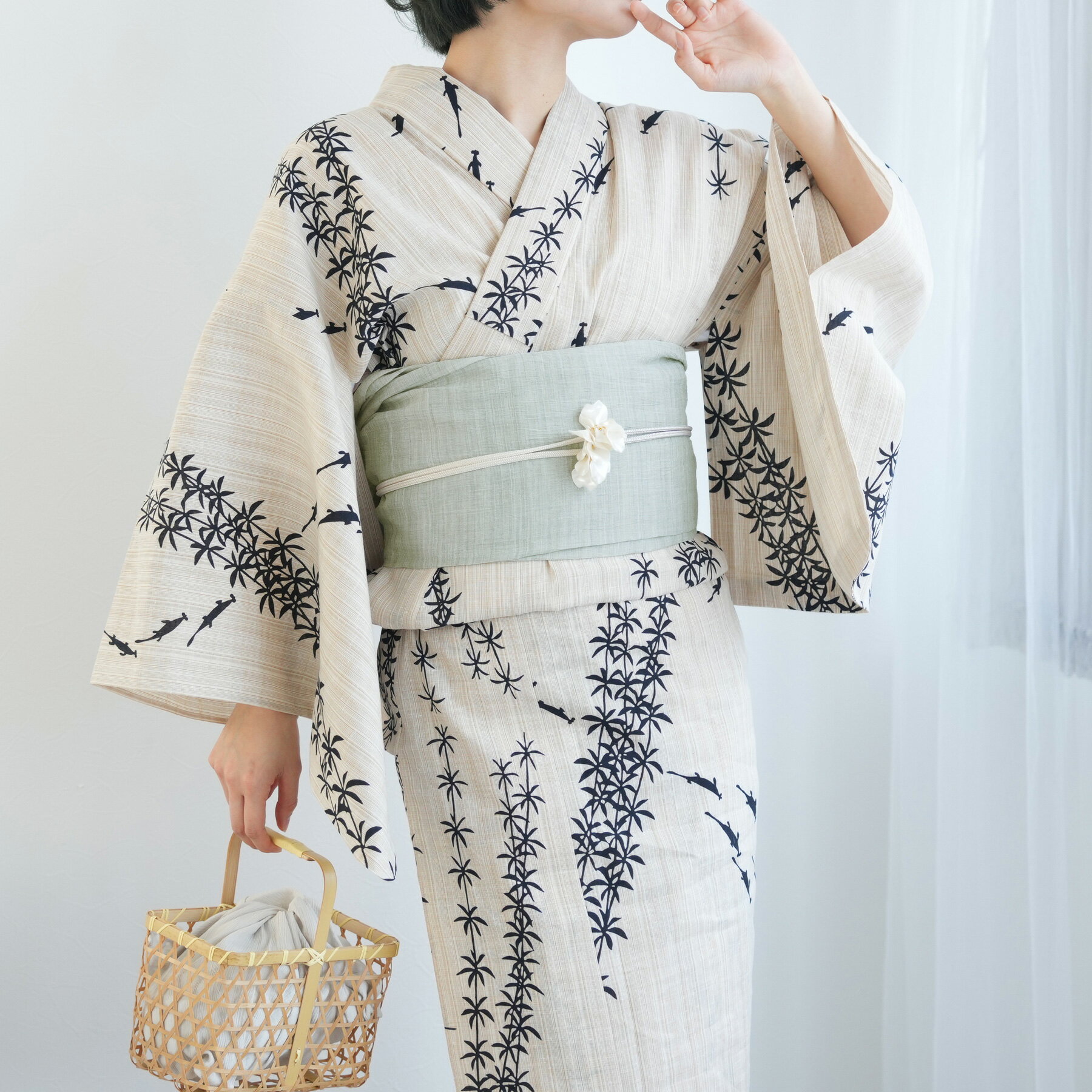 【utatane　本麻　近江縮兵児帯　】レディース　女性 日本製 国産 夏用 浴衣 夏着物 天然素材 麻100％ 単品　綿着物 普段着 紬 麻帯 レディース帯 アレンジ簡単