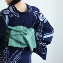【utatane 綿麻 清江絞り 有松染め 兵児帯 菱 グリーン】レディース 女性 日本製 国産 夏用 浴衣 夏着物 天然素材 麻混 天然素材 単品 綿着物 普段着 レディース帯 アレンジ簡単