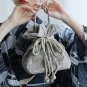 【utatane 2wayリボン ショルダー巾着バッグ】普段使いもできる、袴(はかま)用バッグ/浴衣(ゆかた)用バッグ 日本製 国産生地 袴 卒業式 ミニバッグ ブランド レース グレー