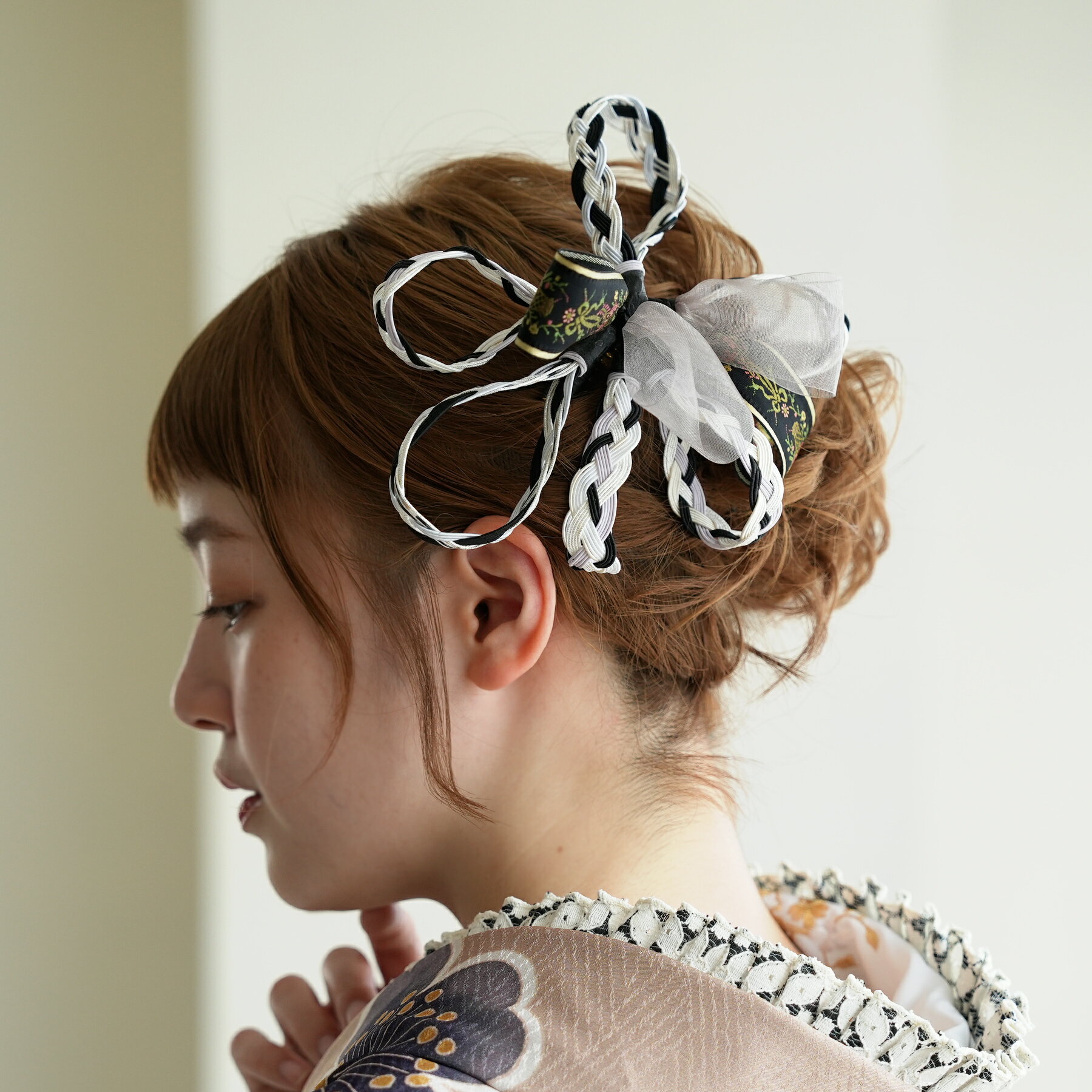 ヘアアクセサリー 髪飾り 水引 リボン オーガンジー コーム 成人式 振袖 卒業式 袴 和装 ヘアアクセサリー 国産 髪飾り 日本製 アイボリー 赤 ピンク 黒 大きめ くすみカラー 大正ロマン 卒業式 記念撮影