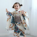 【ひよこ商店 kids 高級変わり織 子供浴衣3点セット 女の子 マーガレットアプリコット裂取文】 人気着物ブランドの昭和レトロくすみカラー こども浴衣セット ( ゆかた・帯・下駄 ) 3歳 4歳 5歳 6歳 7歳 8歳 9歳 10歳 レトロ キッズ 国産生地 国内染色