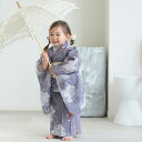 【ニコアンティーク kids 高級変わり織 子供浴衣3点セット 女の子 かすれ藤色に向日葵と金魚】 個性派きものブランドNicoAntiqueの2025年新作 こども浴衣セット(ゆかた・帯・下駄)3歳 4歳 5歳 6歳 7歳 8歳 9歳 10歳 レトロ キッズ 国産生地 国内染色 上質