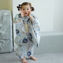 【utatane kids 高級変わり織 子供浴衣3点セット 女の子 薄グレーに椿唐草】 ここでしか買えない昭和初期アンティーク復刻版 こども浴衣セット ( ゆかた・帯・下駄 ) 3歳 4歳 5歳 6歳 7歳 8歳 9歳 10歳 レトロ キッズ 国産生地 国内染色