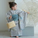 【utatane kids 高級変わり織 子供浴衣3点セット 女の子 切子紋と涼しげラムネ色の松】 ここでしか買えない昭和初期アンティーク復刻版 こども浴衣セット ( ゆかた・帯・下駄 ) 3歳 4歳 5歳 6歳 7歳 8歳 9歳 10歳 レトロ キッズ 国産生地 国内染色