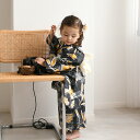 【ニコアンティーク kids 高級変わり織 子供浴衣3点セット 女の子 かすれアネモネ ブラック×マスタード】 個性派きものブランドNicoAntiqueの新作...