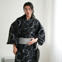 【高級変わり織 メンズ 浴衣3点セット 墨黒に丸格子】男 紳士 男性 選べるM/Lサイズ 日本製角帯 浴衣セット(ゆかた・帯・下駄)ですぐお出かけ 古典柄 レト...
