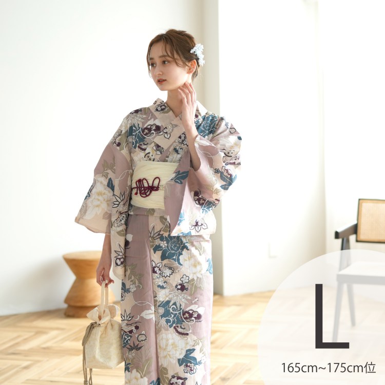 浴衣3点セット (浴衣/帯/下駄) utatane TL トールサイズ（身長165-175cm） 浴衣 セット 浴衣 レディース 花 セット 大人 ベージュ 系 女性 ladies ワイン ボルドー ピンク 青 紺 牡丹 橘 宝尽くし 浴衣 帯 下駄 昭和初期 アンティーク 復刻 大正浪漫