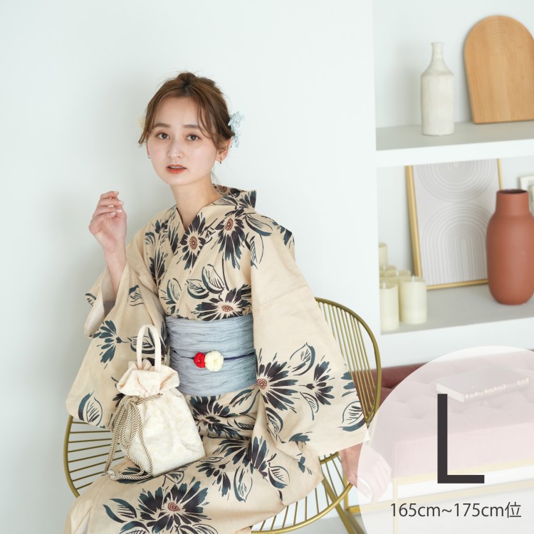 浴衣 セット レディース 浴衣 3点セット（浴衣/帯/下駄）PEACE BY PEACE YARN PROJECT オーガニックコットン 国内染色 和歌山染工 サステナブル ベージュ 鉄紺 ブルー 紫 えんじ 浴衣セット ゆかた 女性 大人 レトロ Lサイズ トールサイズ 大きいサイズ