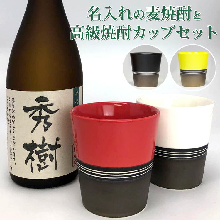 名入れ麦焼酎 お酒 焼酎 麦焼酎 名入れ 720ml カップス（2個）実用的 敬老の日 還暦祝い 誕生日プレゼント 長寿祝い