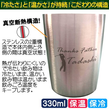 HappyBirthday Thank you Thanks Fatherなどメッセージ入れ 父の日ゴルフデザイン 名入り真空断熱ステンレスタンブラー 330ml 記念品にも オリジナルタンブラーのご相談お受けします 父の日ギフト プレゼント