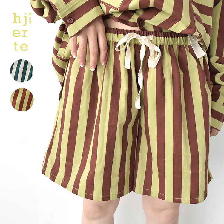 【ブラックフライデー 最大25%OFF クーポン】 relax stripe short pants リラックス ストライプ ショート パンツ レディース 春 夏 個性的 おしゃれ 可愛い 綿 グリーン ピスタチオ S M サイズ 着こなす 被らない 履きやすい ゆったり リラックス 肌触り 良い 生地 厚め