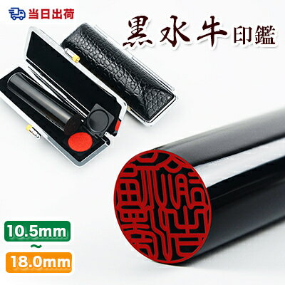 【あす楽対応・即日発送】平日12時締切 即納 10.5mm〜18.0mm 印鑑 黒水牛印鑑 ケース付き 実印 女性 銀..