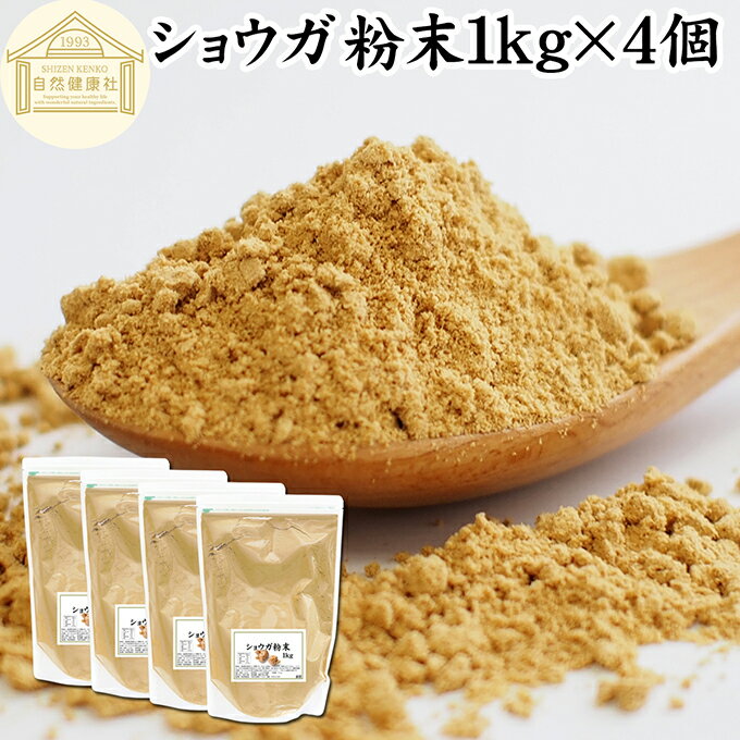 ショウガ 粉末 1kg×4個 生姜 粉末 パウダー ジンジャー ショウガ 100% 業務用 乾燥 しょうが 茶 紅茶 生姜湯 ショウガ湯 サプリ サプリメント 生生姜 無添加 保存料 無着色 無香料 ぽかぽか ショウガオール ジンゲロール 温活 妊活 ダイエット お試し おためし 牛乳 豆乳