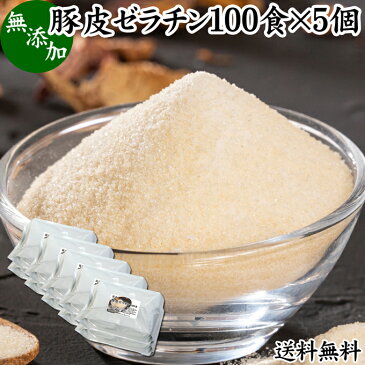 豚皮 ゼラチン 100食×5個 ゼラチン パウダー 粉末 顆粒 100％ 豚皮 由来 粉ゼラチン 分包 10g 小分け 包装 個包装 送料無料 無添加 無着色 無香料 純粋 国産 プロ愛用 業務用 家庭用 マルチ 水溶性 美容 健康 サプリ サプリメント お菓子 作り 製菓 材料 凝固剤 ゼリー