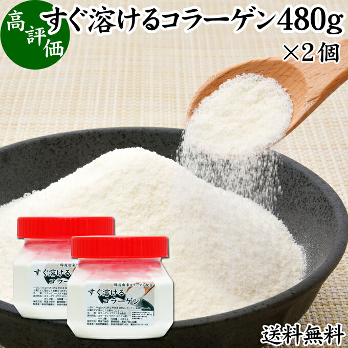 楽天青汁 粉末 健康茶の健康生活研究所すぐ溶けるコラーゲン 480g×2個 粉末 パウダー サプリ サプリメント コラーゲン ペプチド 送料無料 豚皮 由来 低分子 オリゴ糖 配合 動物性 水溶性 たんぱく質 飲料 健康 食品 美容 スキンケア エイジングケア collagen アミノ酸 ドリンク 手軽 使いやすい お湯 溶かすだけ