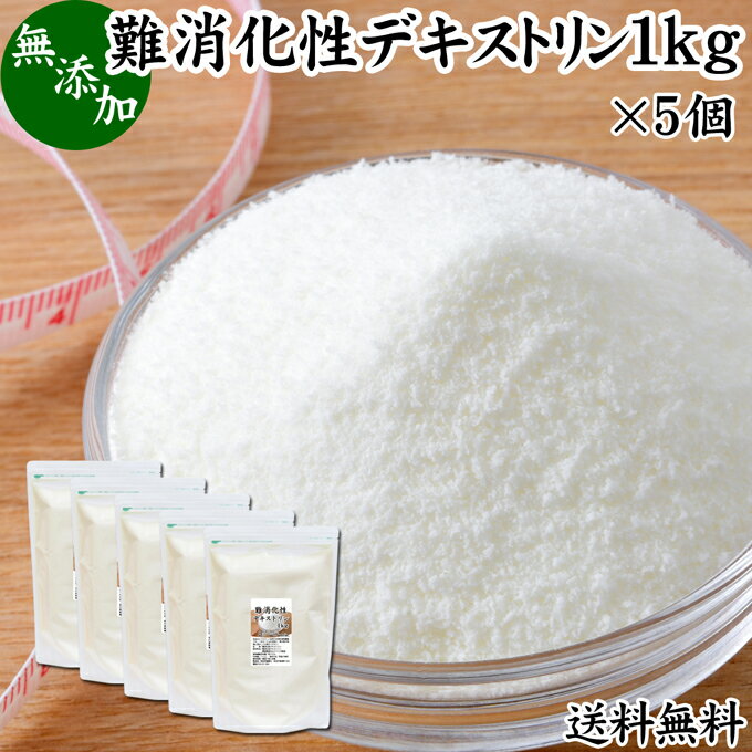 難消化性デキストリン 1kg×5個 水溶性 食物繊維 粉末 ふんまつ パウダー 送料無料 顆粒 無添加 100％ ..