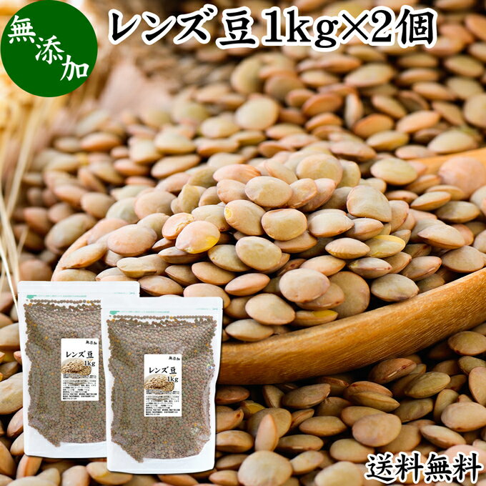 レンズ豆 1kg×2個 レンズマメ 皮付き ブラウン アメリカ産 無添加 100% 皮つき 送料無料 レンティル レンチル ヒラマメ 乾燥豆 業務用 たんぱく質 食物繊維 鉄分 亜鉛 葉酸 セレン ミネラル スーパーフード ヴィーガン ビーガン ベジタリアン マクロビオティック マクロビ